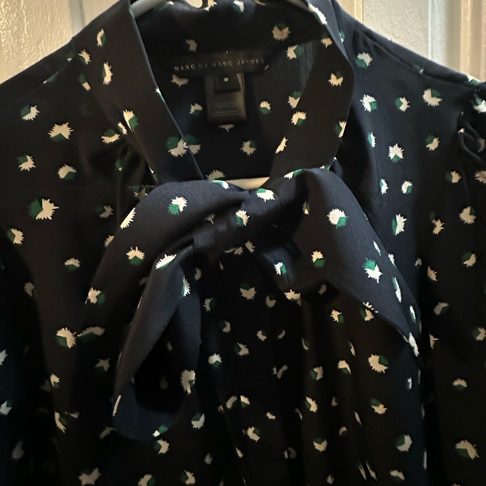 Marc by Marc Jacobs Silk Black Floral Tie-Neck Blouse Jacket